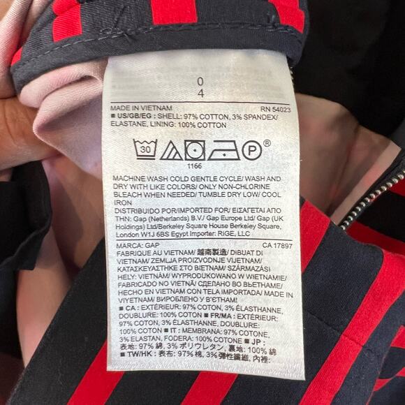 GAP Striped Short Sleeve V-Neck Fit & Flare Mini Dress Pockets Red Blue Womens 0 - Picture 10 of 12